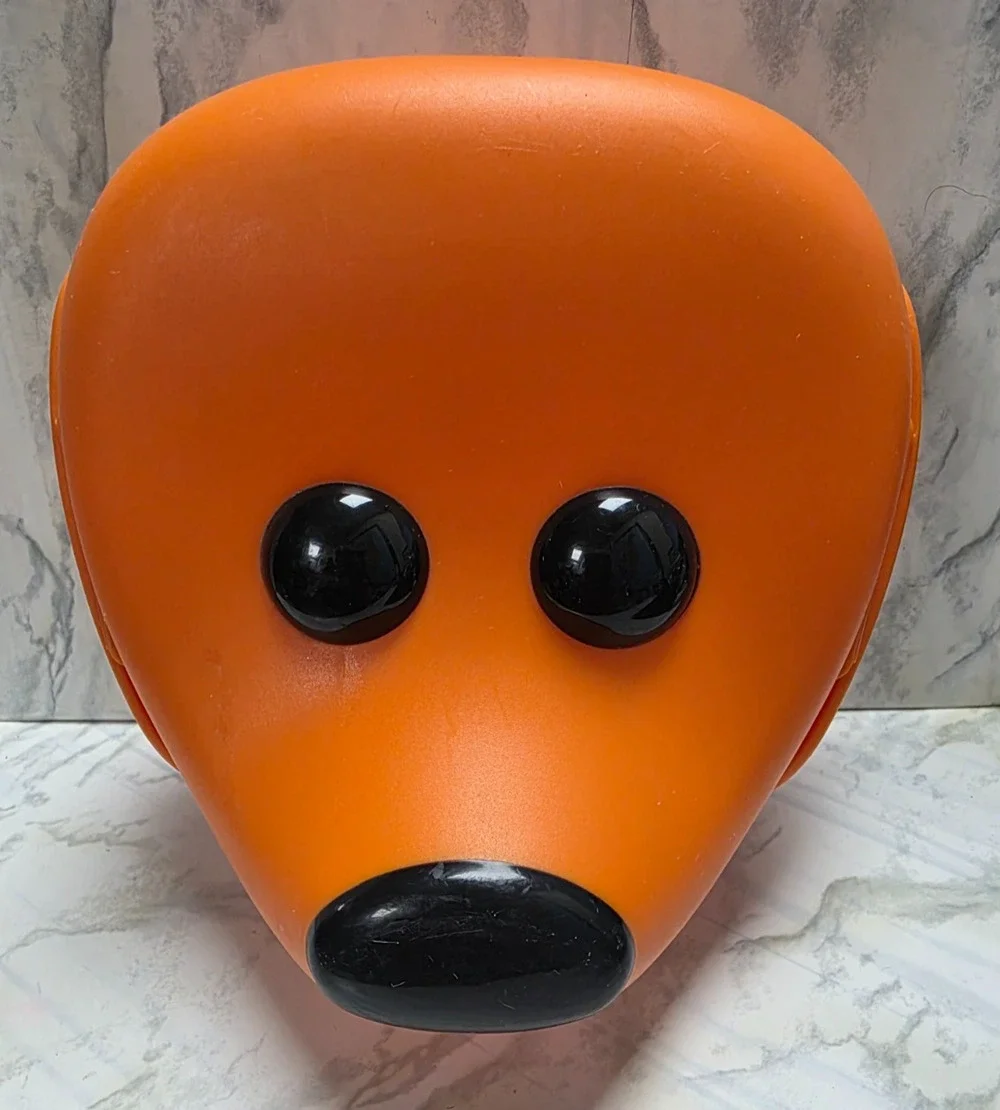 IKEA SMASKA Orange Dog, Black Nose & Eyes w/Snap Down Ears, Snack, School Lunch